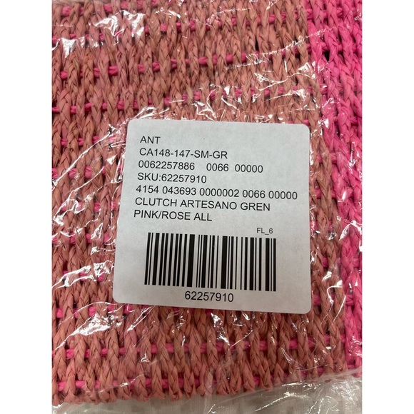 Anthropologie Colorblocked Straw Clutch -Pink- NWT - Picture 6 of 9